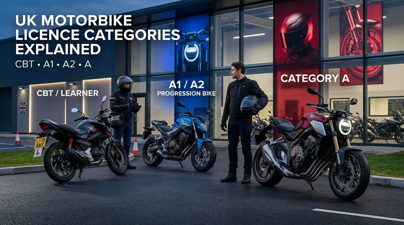 UK Motorbike Licence Categories Explained: CBT, A1, A2 & A (2026 Guide)